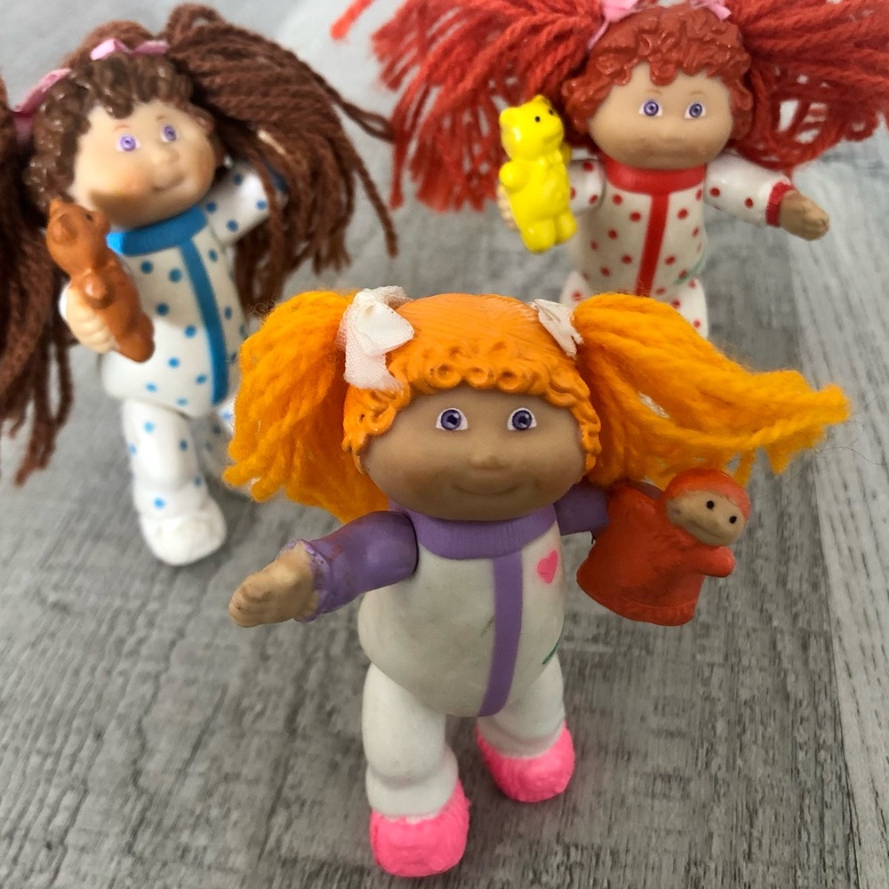 Vintage Lot Of 3 1984 Cabbage Patch Kids Dolls  PVC Poseable Figures